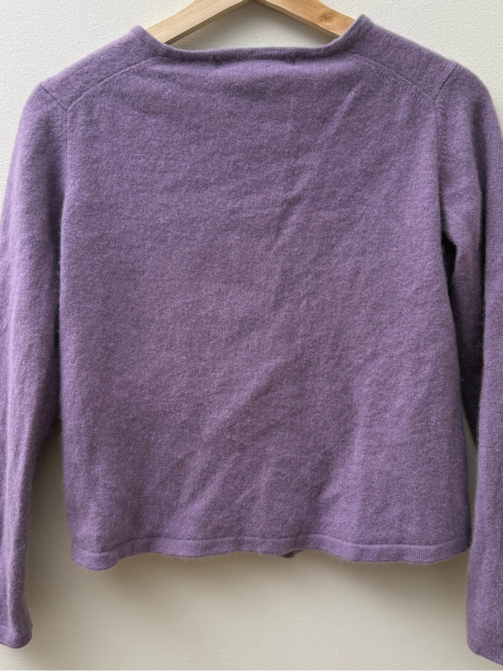 Purple V-Neck Cashmere Button Cardigan Sweater - Picture 6 of 7